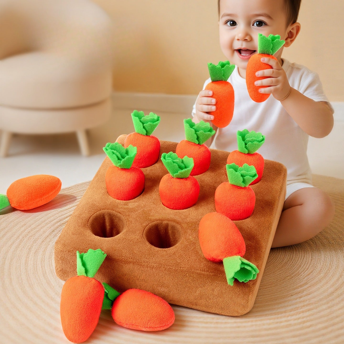 Little Farmer’s Plush Carrot Patch – Sensory Pull & Sort Toy Fantastik Curios