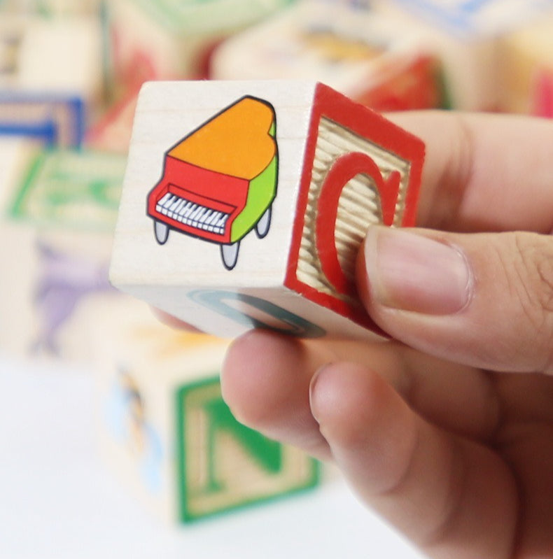 Wooden Word and Number Learning Blocks with Cards