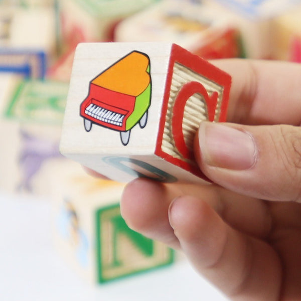 Wooden Word and Number Learning Blocks with Cards