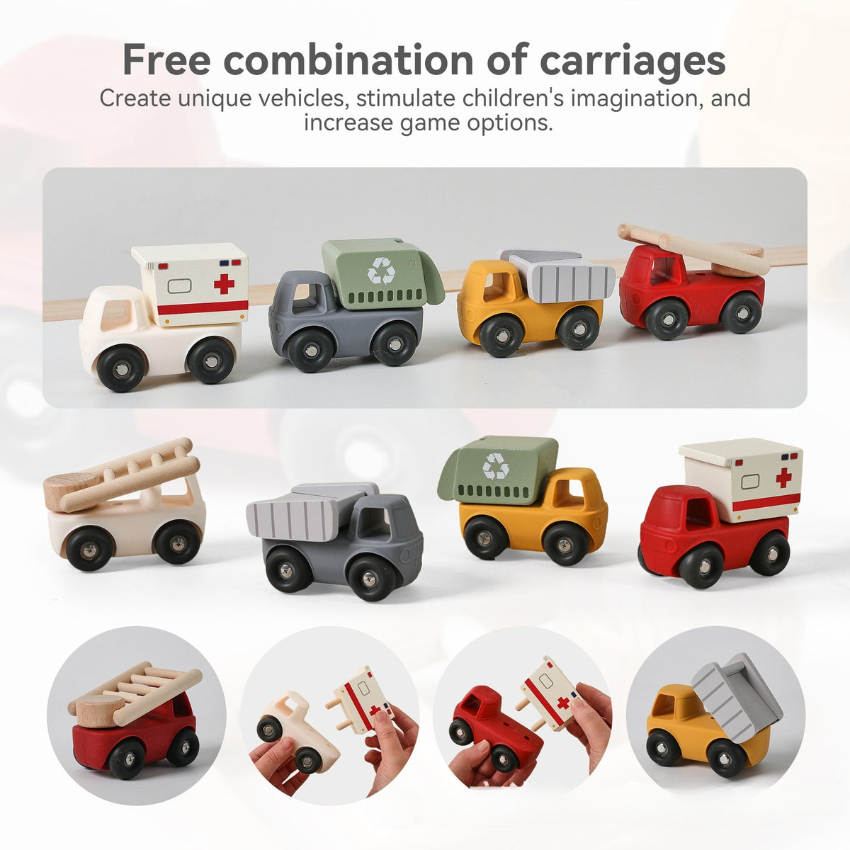 Silicone & Wood Convertible Vehicle Set