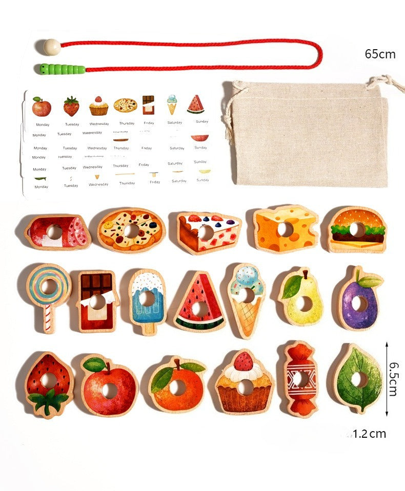 Wooden Greedy Caterpillar Lacing and Threading Toy