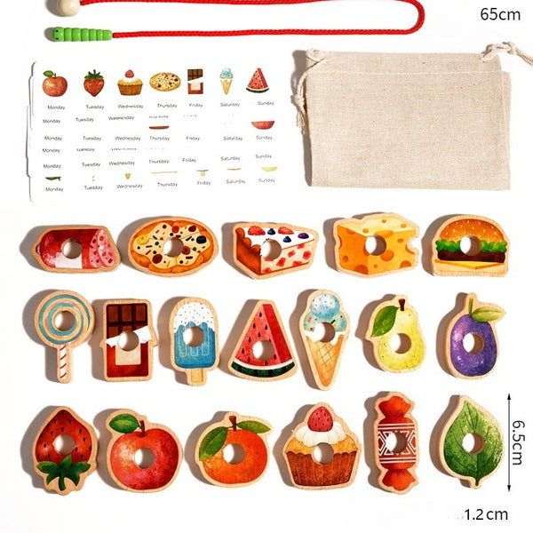 Wooden Greedy Caterpillar Lacing and Threading Toy