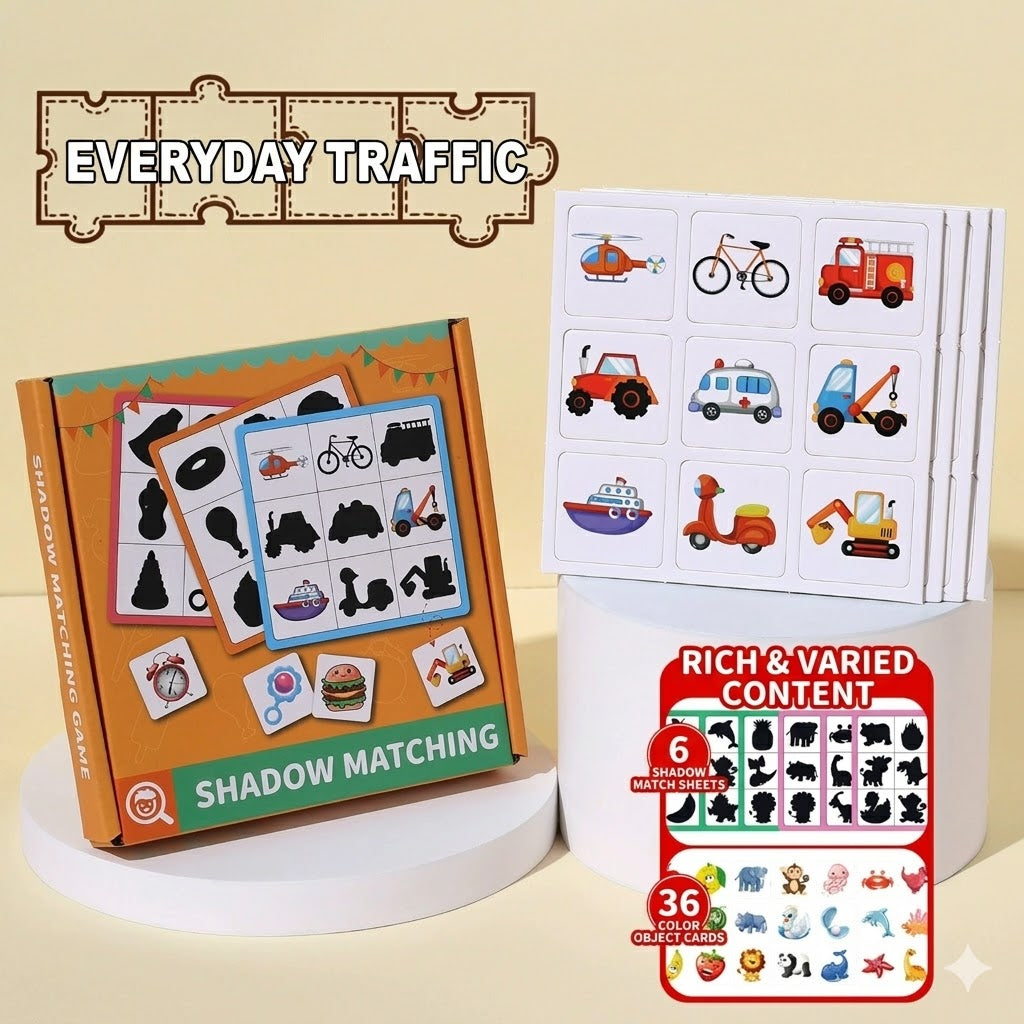 Kids' Shadow Match Puzzle Cards