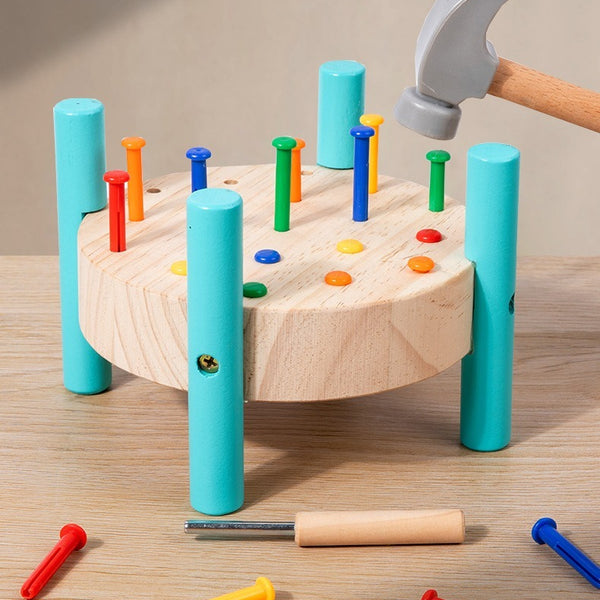 Wooden Hammering Peg Board Toy for Kids