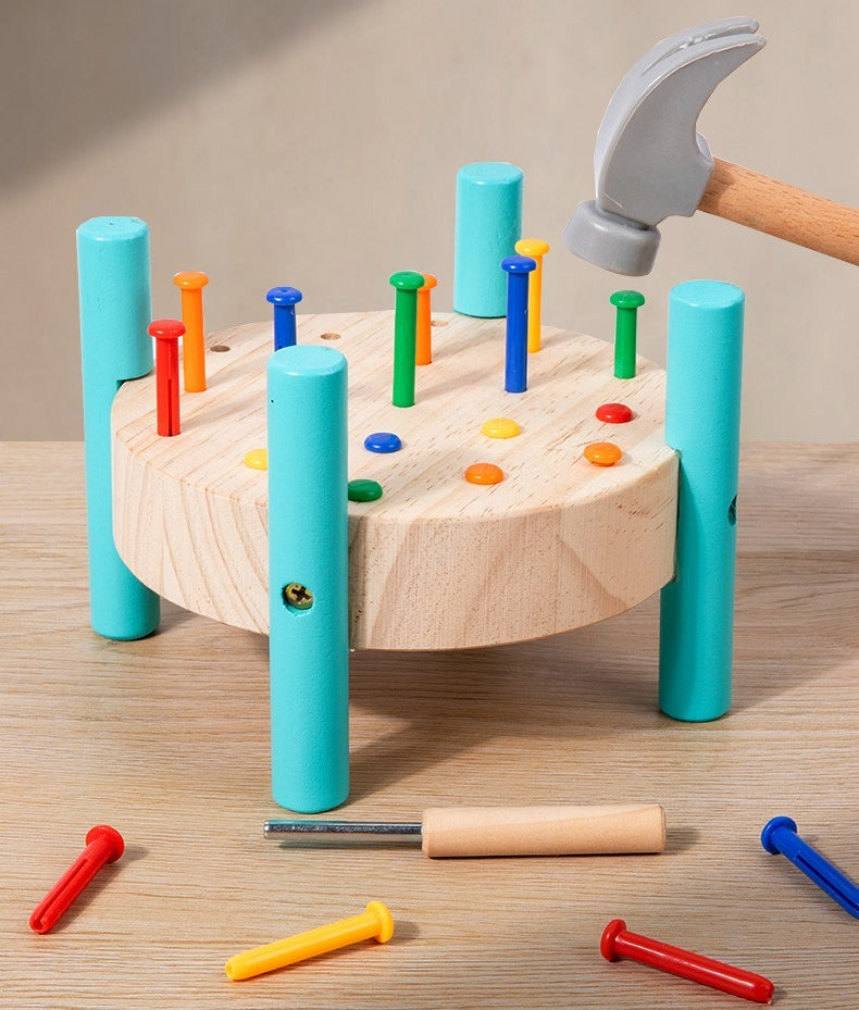 Wooden Hammering Peg Board Toy for Kids