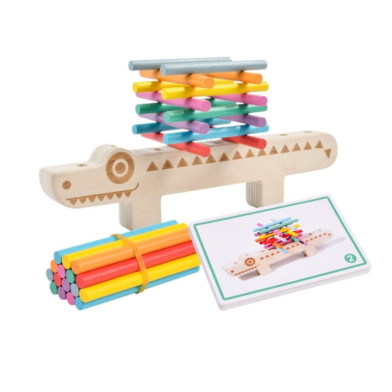 Wooden Crocodile Sorting and Stacking Game