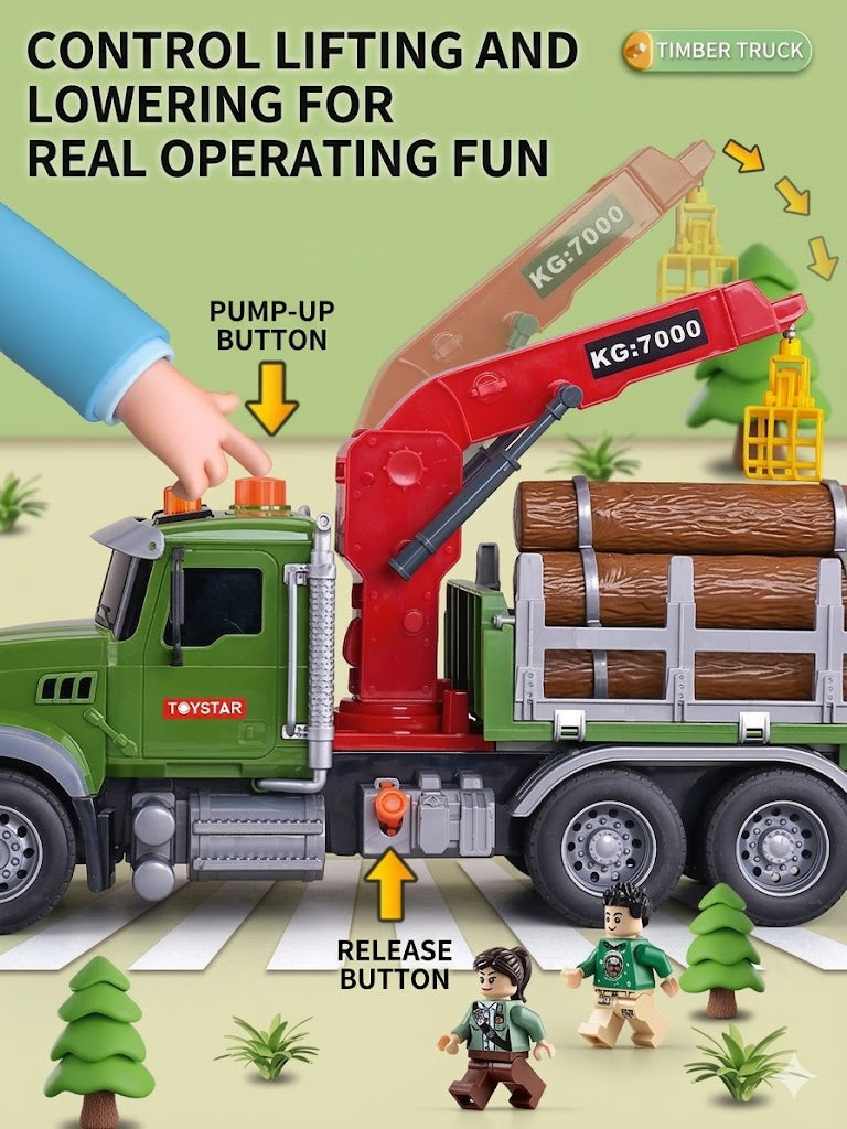 Large Friction Powered Timber Transport Truck with Crane