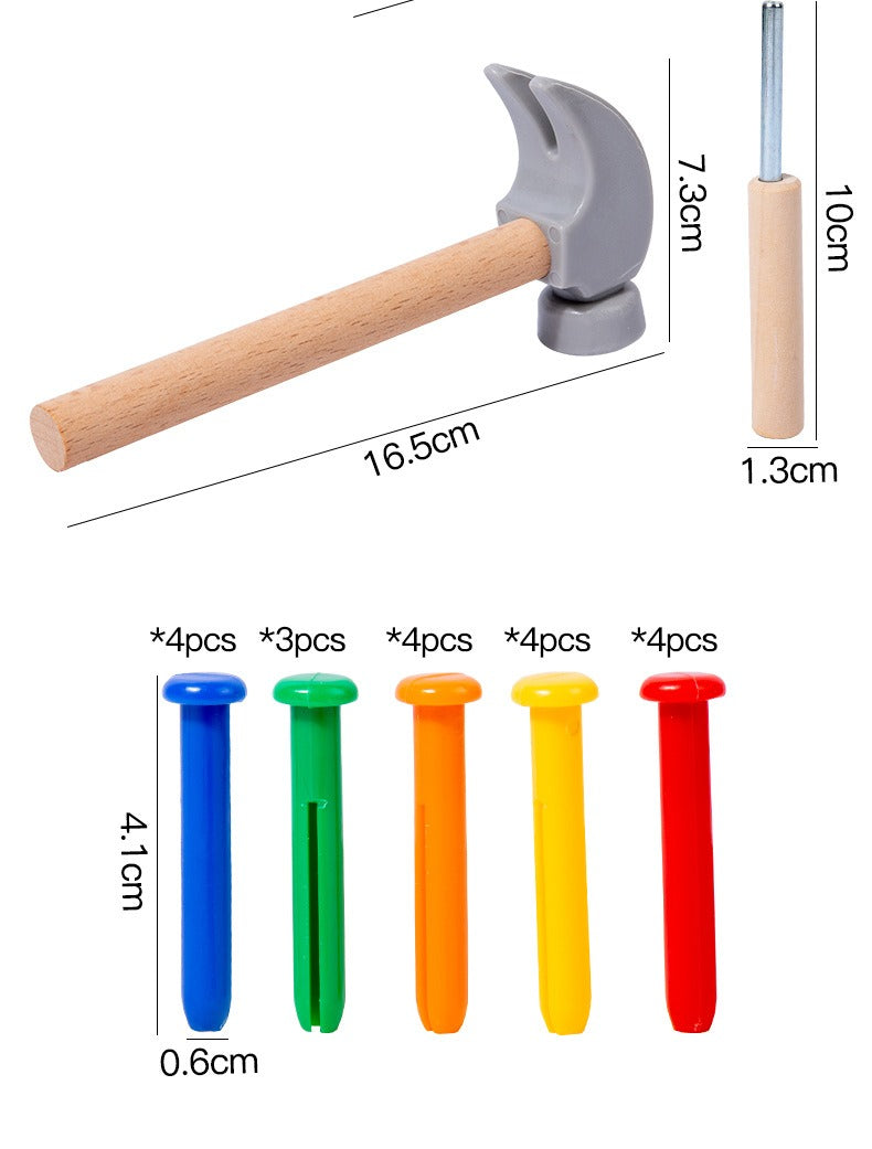 Wooden Hammering Peg Board Toy for Kids