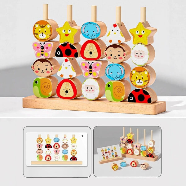 Montessori Wooden Pegging & Lacing Game