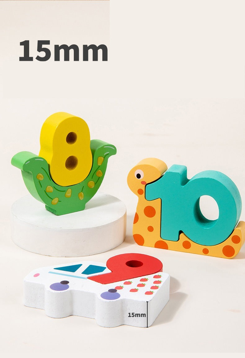 Wooden Number Counting Toy Matching Block Set