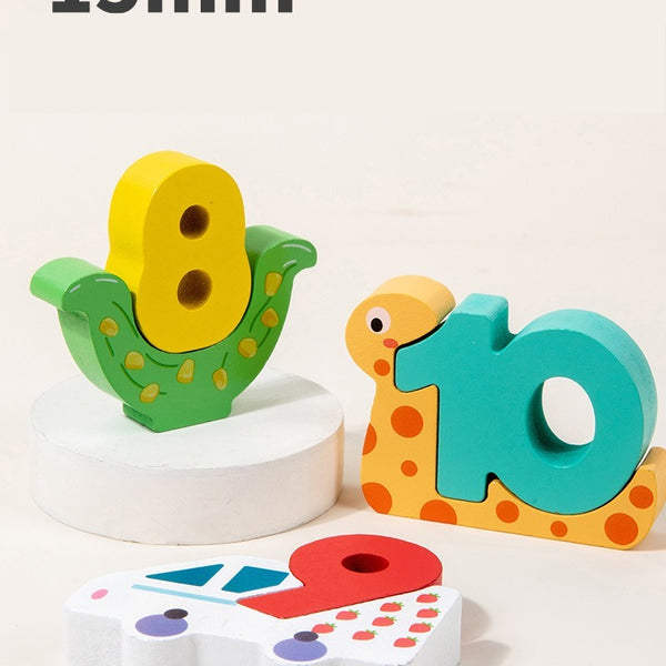 Wooden Number Counting Toy Matching Block Set