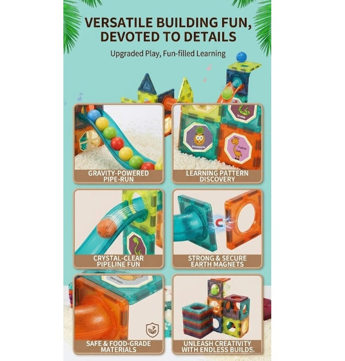 Light-Up Magnetic Ball Run Tiles (49 Pieces)