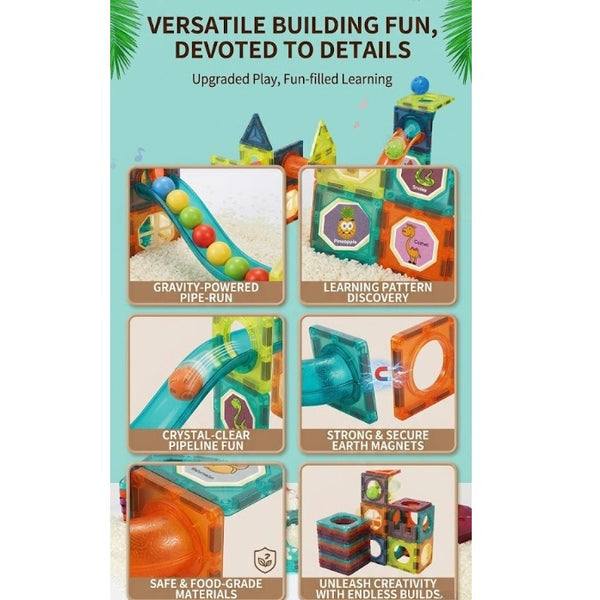 Light-Up Magnetic Ball Run Tiles (49 Pieces)