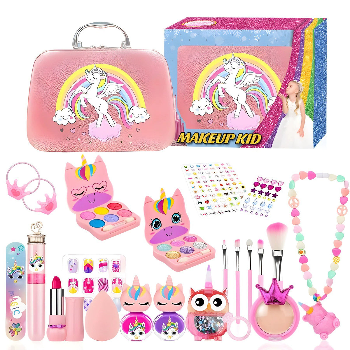 Unicorn Pretend Makeup Play Kit in a Sparkle Handbag
