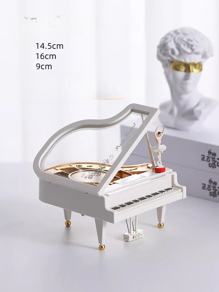 Vintage Grand Piano Music Box with Dancing Ballerina