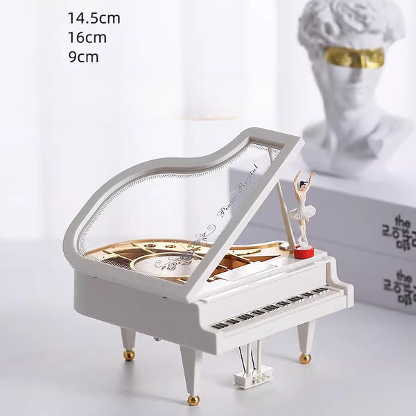Vintage Grand Piano Music Box with Dancing Ballerina