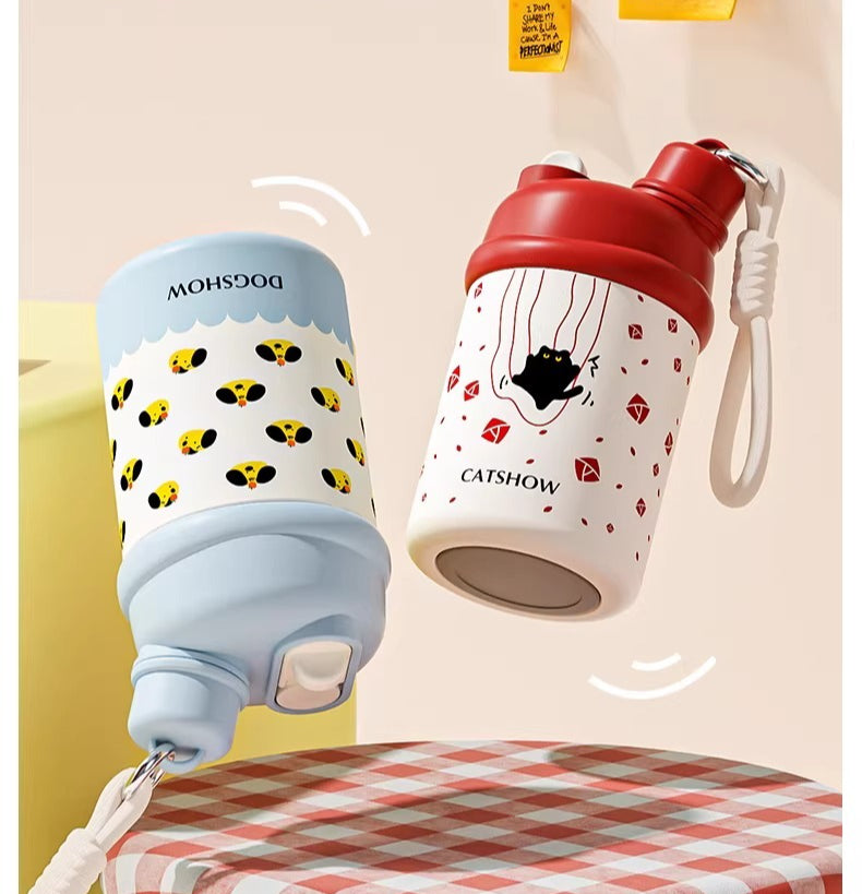Compact Stainless Steel Insulated Bottle with Dual-Drink Lid