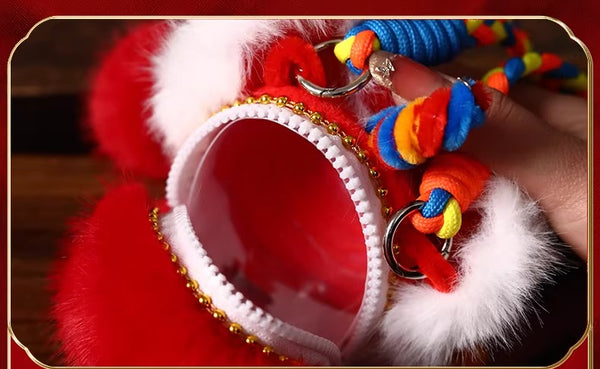Festive Lion Dance Plush Crossbody Bag