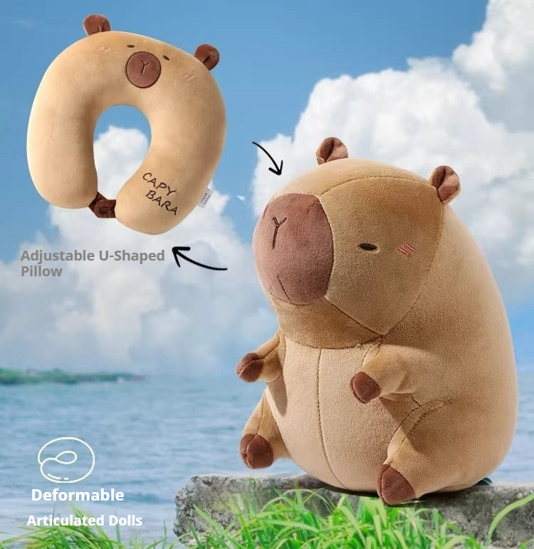 Capybara Plush 2-in-1 Travel Pillow