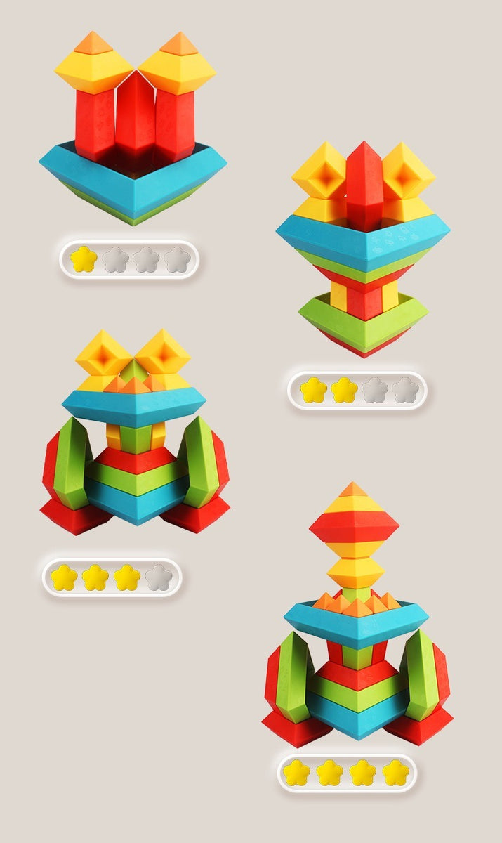 Geometric Pyramid Stacking Blocks - 45 Piece Set