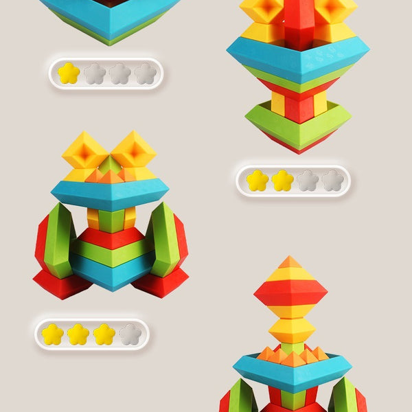 Geometric Pyramid Stacking Blocks - 45 Piece Set