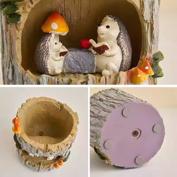 Hedgehog Tree Hollow Pen Holder