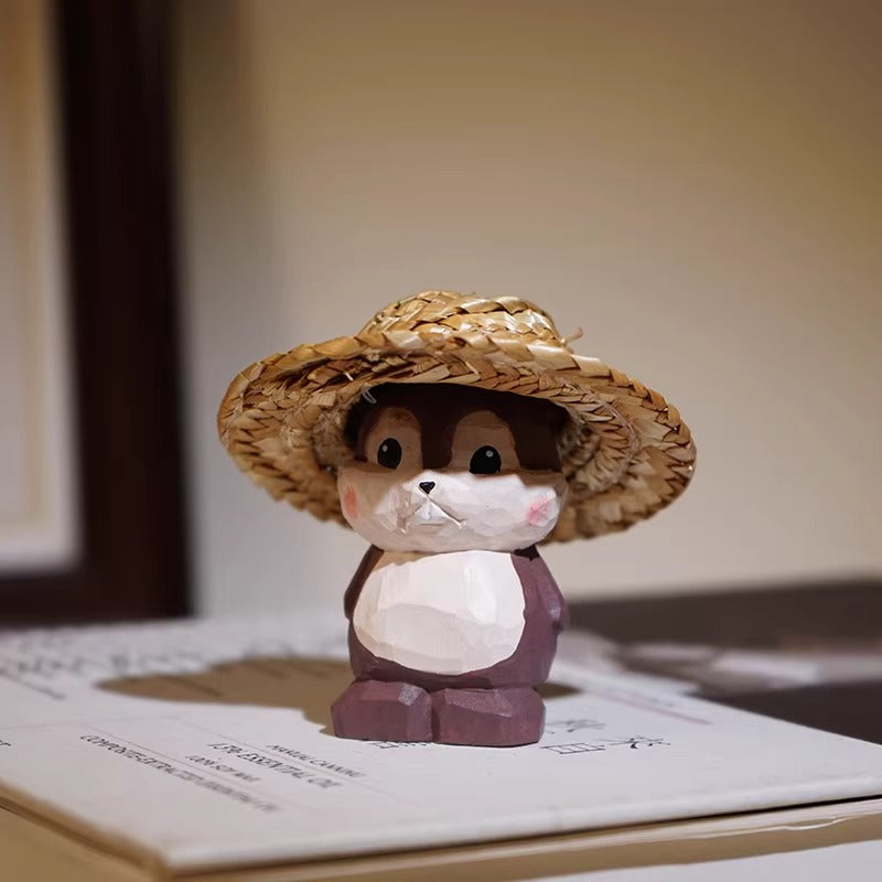 Hand-Carved Wooden Chipmunk Figurine