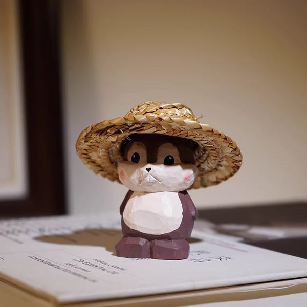 Hand-Carved Wooden Chipmunk Figurine