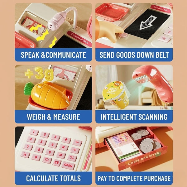 Interactive Toy Cash Register with Calculator and Intercom