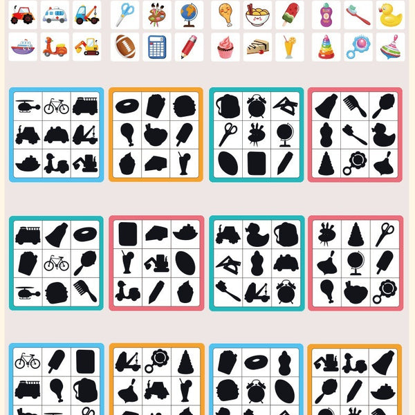 Kids' Shadow Match Puzzle Cards