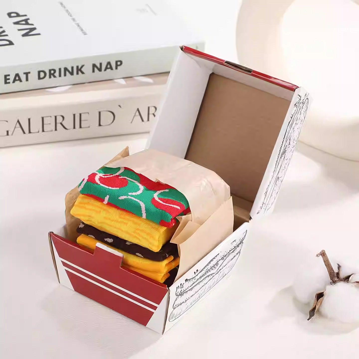 Burger Cotton Socks Gift Set