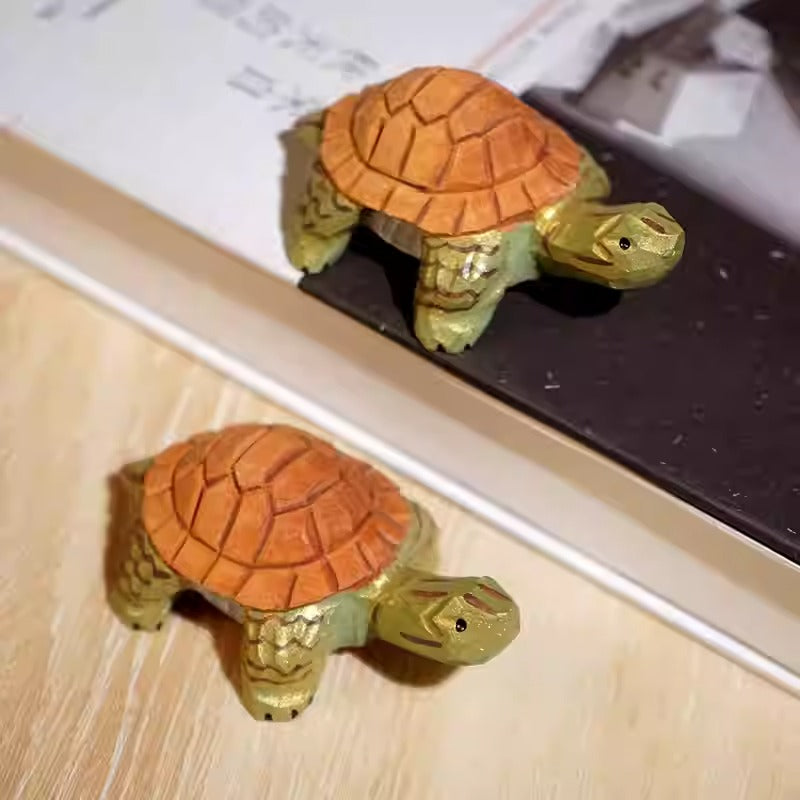 Hand-Carved Wooden Turtle Figurine