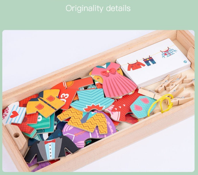 Clothesline Dress-Up Wooden Puzzle Activity