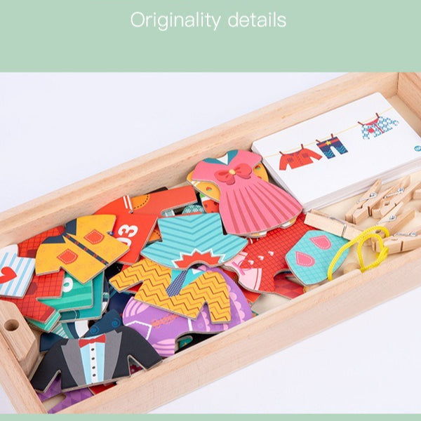 Clothesline Dress-Up Wooden Puzzle Activity