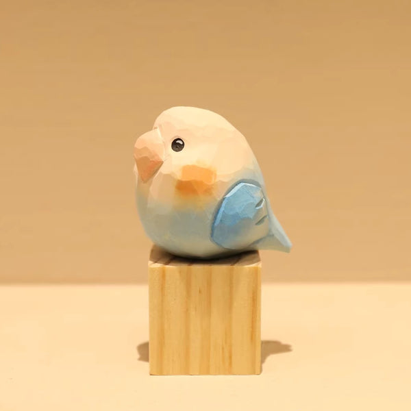 Hand-Carved Wooden Parrot Desktop Figurine