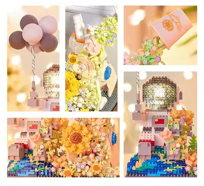 Astronaut Building Block Night Light and Stationery Holder