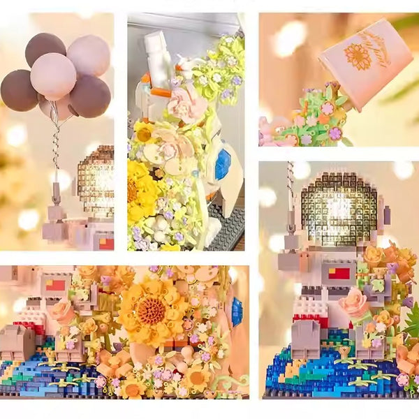 Astronaut Building Block Night Light and Stationery Holder