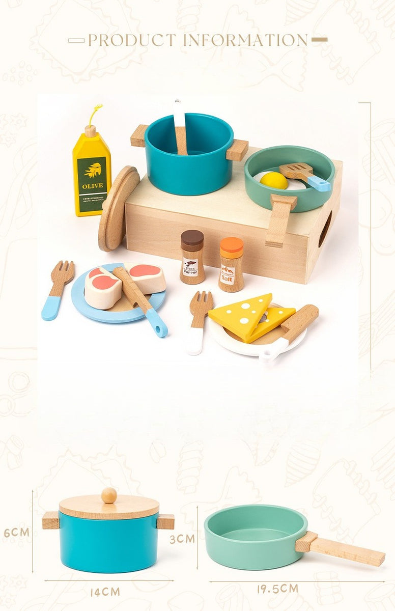 Little Chef's Wooden Kitchen Play Set with Storage Crate
