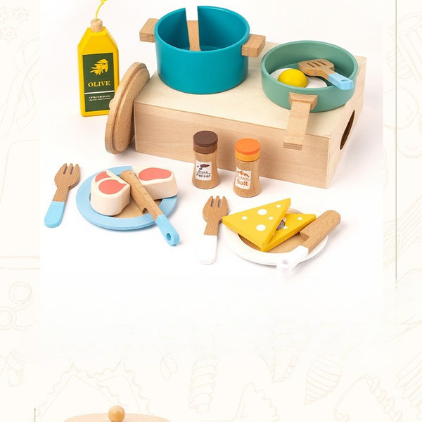 Little Chef's Wooden Kitchen Play Set with Storage Crate