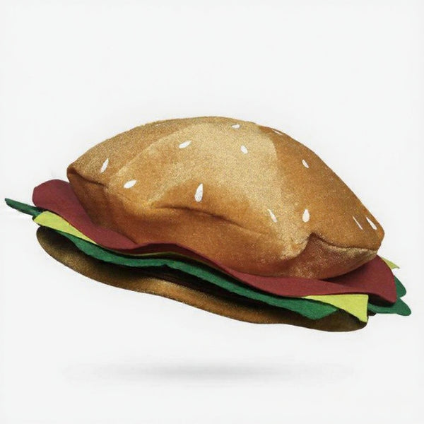 Hamburger-shaped toy on a white background