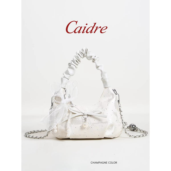 Pleated Cloud Crossbody Bag with Bow