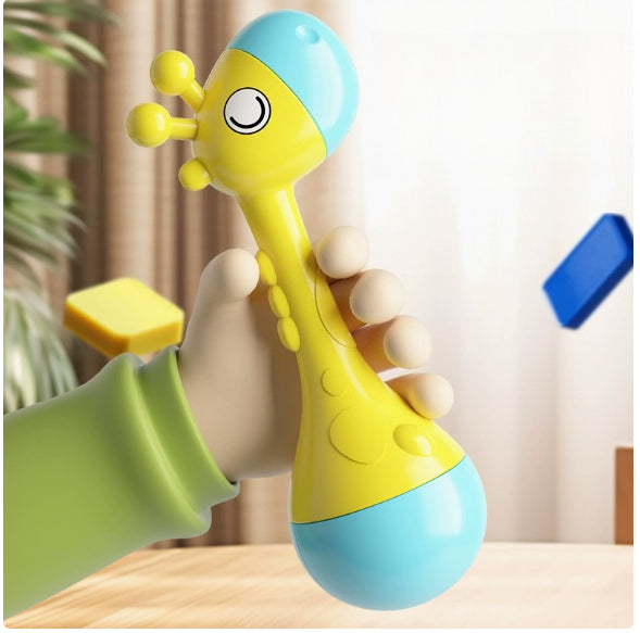 Infant Animal Rattle Toy with Gentle Sounds and Easy Grip