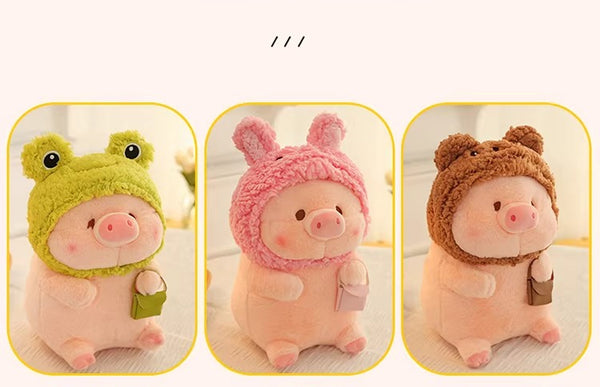 Plush Piglet Doll with Character Hoods