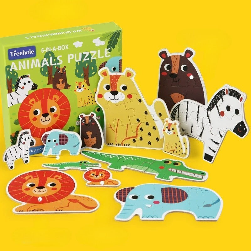 Kids' 6-in-1 Wooden Learning Puzzles - Assorted Themes