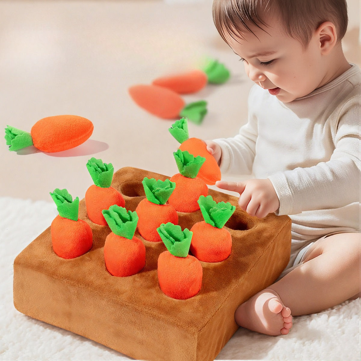 Little Farmer’s Plush Carrot Patch – Sensory Pull & Sort Toy Fantastik Curios