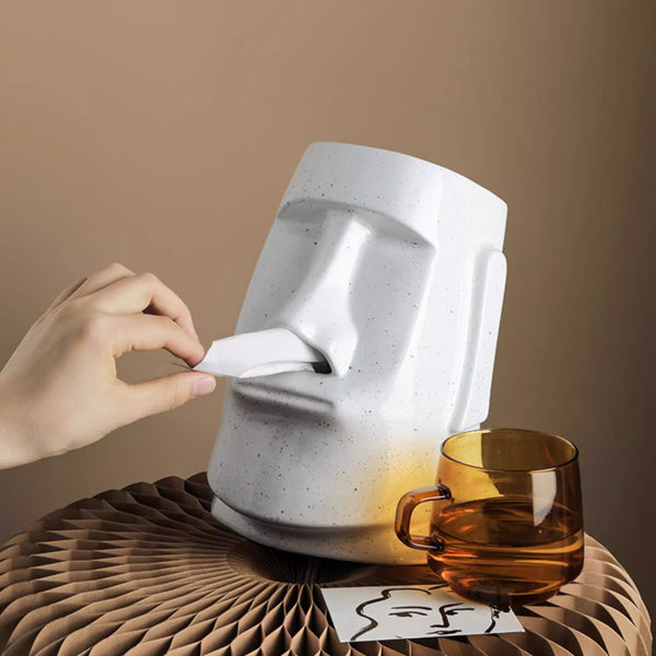 Ceramic Moai Statue Tissue Box Cover