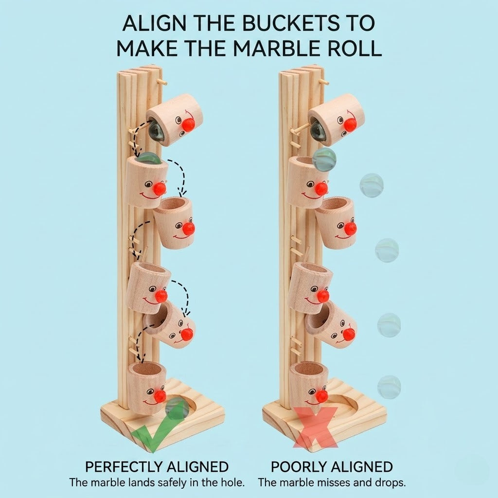 Wooden Clown Ball Drop Game