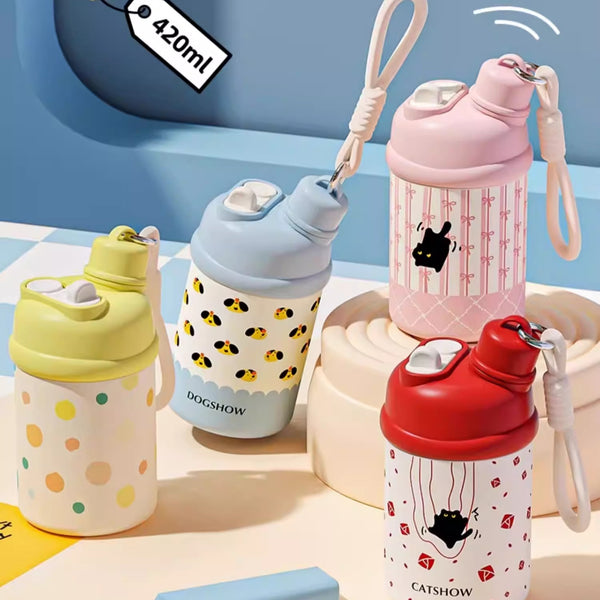 Compact Stainless Steel Insulated Bottle with Dual-Drink Lid