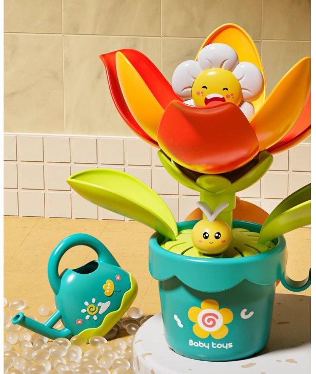 Blooming Sunflower Bath Toy with Mini Watering Can