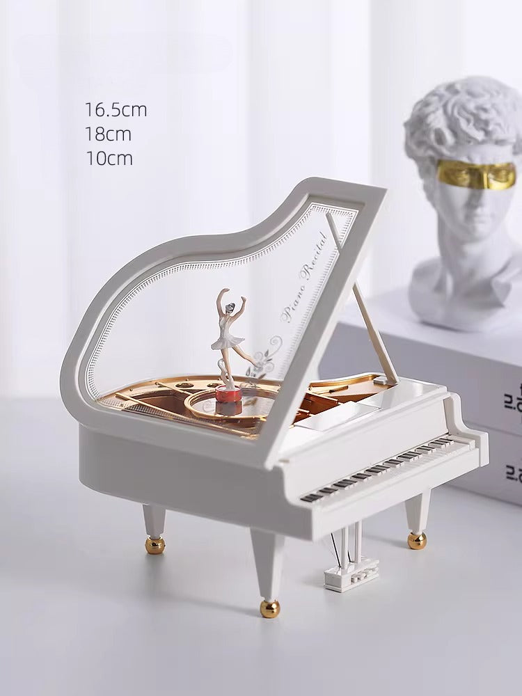 Vintage Grand Piano Music Box with Dancing Ballerina